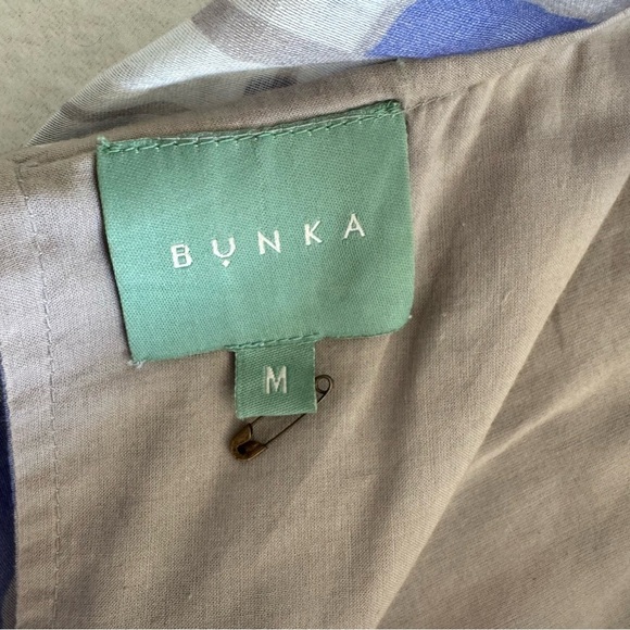 Bunka Blue Cotton Silk Printed Mini Babydoll Dress Size M - Picture 11 of 12